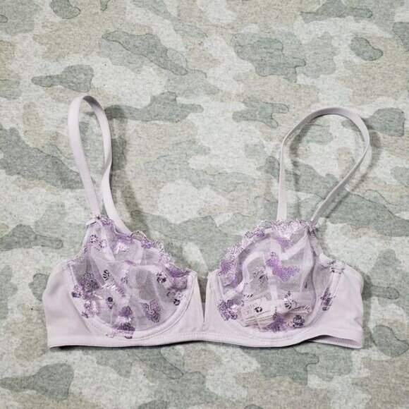 Other - Victoria Secret Bra Womens 32B Purple Body By Victoria Unlined Demi Lace NWT‎